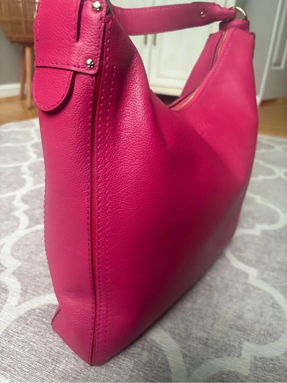 Kate Spade Pink Soft Pebbled Leather Hobo Shoulder Bag